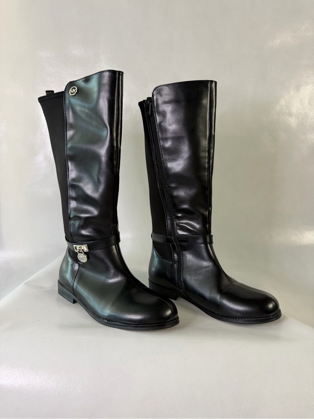 Michael Kors Girls Black Knee High Riding Boots Size 4 NEW